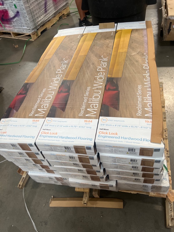 Photo 2 of  PALLET OF  21 CASES -French Oak Half Moon 3/8 in. T x 4 in. and 6 in. W x Varying L Engineered Click Hardwood Flooring (19.84 sq. ft./case)
