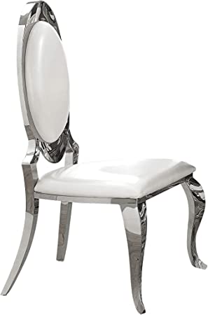 Photo 1 of **INCOMPLETE BOX 1 OF 2**Coaster Home Furnishings Antoine Oval Back Cream and Chrome (Set of 2) Side Chair
