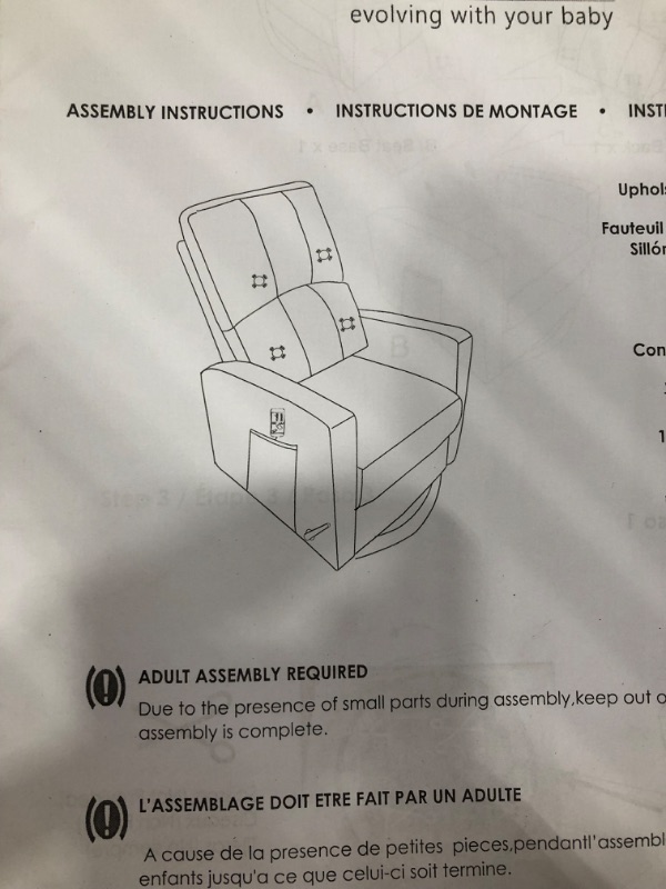 Photo 4 of **ARM REST ARE DAMAGE**
volur Raleigh Glider with Massager |Recliner| Rocker in Light Grey
