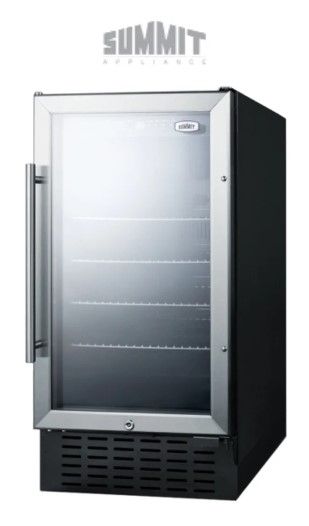 Photo 1 of Summit 18 Inch Wide 2.7 Cu. Ft. Built-In or Free Standing Glass Door Wine and Beverage Cooler with LED Lighting
