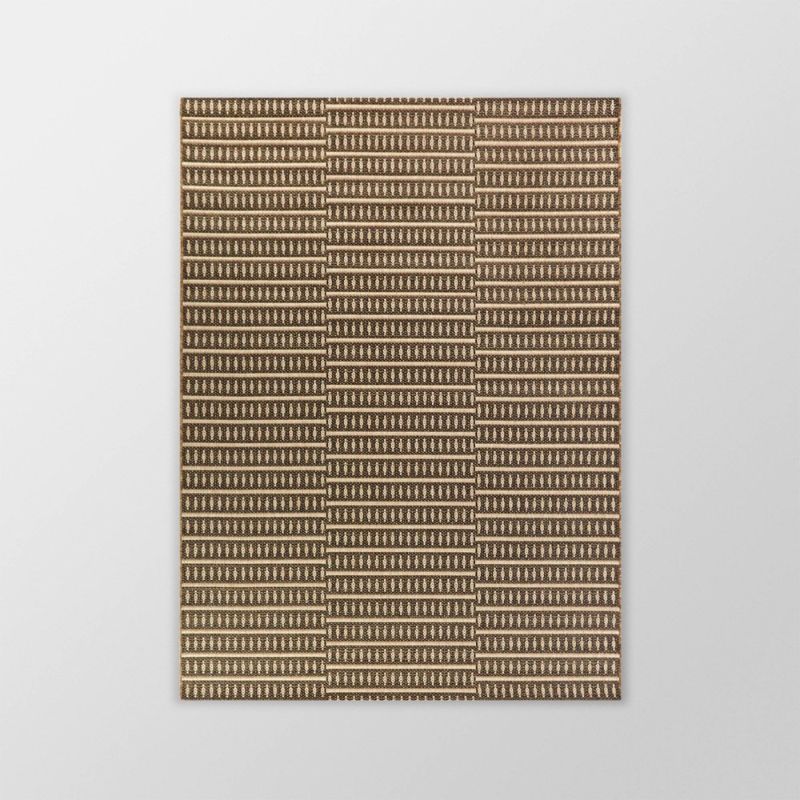 Photo 1 of 7' X 10' Shifted Geo Stripe Outdoor Rug Tan - Project 62™
