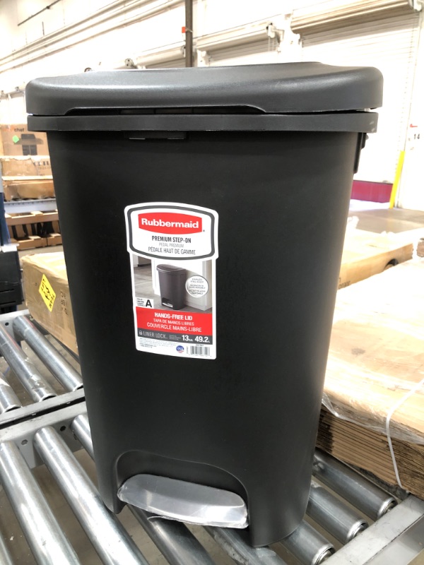 Photo 2 of 13 Gal. Black Step-On Trash Can