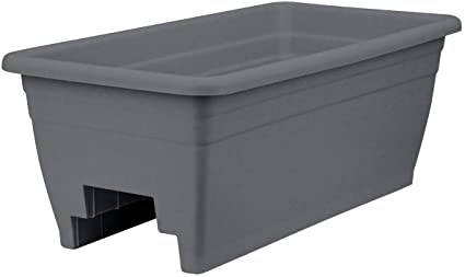 Photo 1 of 2pcks of Deck Rail Planters - The HC Companies | 24-Inch Medium Flower Box Planter for Outdoor Railing Plants | Warm Gray (SPX24DB0A42)
