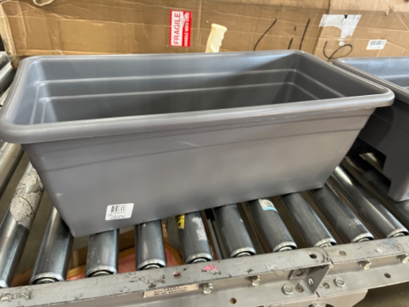 Photo 2 of 2pcks of Deck Rail Planters - The HC Companies | 24-Inch Medium Flower Box Planter for Outdoor Railing Plants | Warm Gray (SPX24DB0A42)
