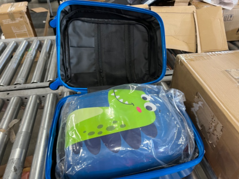 Photo 2 of **cosmetic damage**Emissary Kids Luggage on Wheels for Boys - 18" Dinosaur Suitcase with 14" Backpack - Kids Rolling Luggage - Suitcases for Boys and Girls - Kids Hardside Suitcase on Wheels