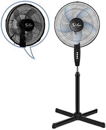 Photo 1 of **missing hardware**Simple Deluxe Oscillating 16? 3 Adjustable Speed Pedestal Stand Fan with Fan Dust Cover for Indoor, Bedroom, Living Room, Home Office & College Dorm Use, 16 Inch, Black
