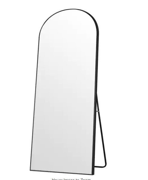 Photo 1 of 64 in. x 21 in. Modern Arched Shape Framed Black Full Length Floor Mirror Standing Mirror
