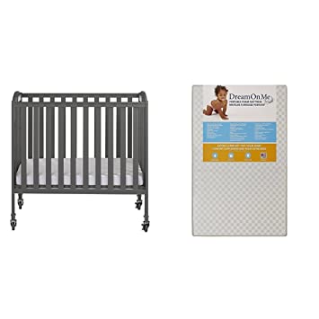 Photo 1 of Dream On Me, 3-in-1 Folding Portable Crib with Dream On Me 3 Portable Crib Mattress, White
