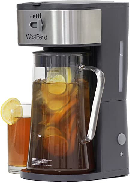 Photo 1 of West Bend Fresh Iced Tea and Coffee Maker Includes an Infusion Tube to Customize The Flavor, Features Auto Shut-Off Clean, 2.75 Quart, Black
