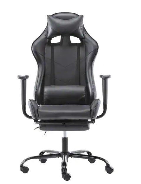 Photo 1 of Black Gaming Chair with Footrest Ergonomic High Back Computer Office Racing Chair Headrest Swivel Rocking
