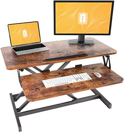 Photo 1 of FEZIBO Sit Stand Desk Rustic Brown
