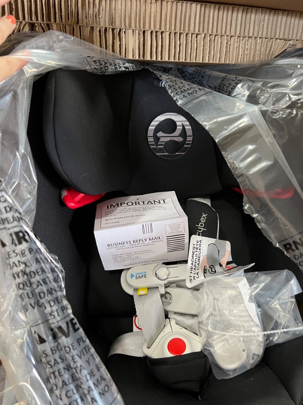 Photo 4 of CYBEX Eternis S with SensorSafe, Convertible Car Seat for Birth Through 120 Pounds, Up to 10 Years of Use, Chest Clip Syncs with Phone for Safety Alerts, Toddler & Infant Car Seat, Lavastone Black
