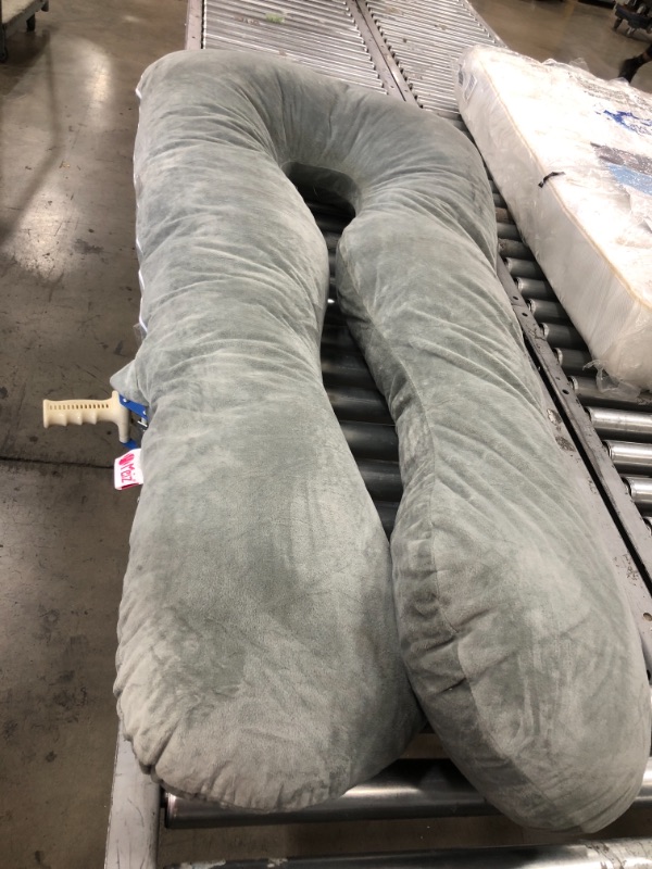 Photo 1 of Meiz Pregnancy Pillow, U Shaped Pregnancy Body Pillow, Pregnancy Pillows for Sleeping with Zipper Removable Cover (Gray- Velvet)
