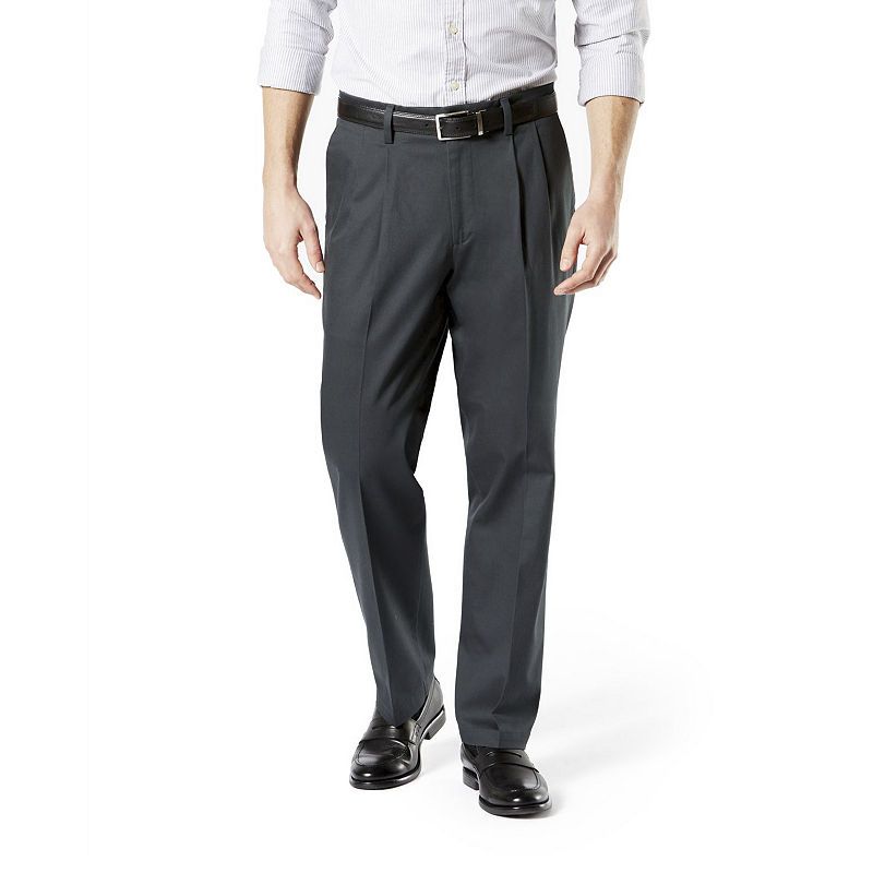 Photo 1 of Men's Dockers Signature Khaki Lux Classic-Fit Stretch Pleated Pants, Size: 38X30, Dark Grey
