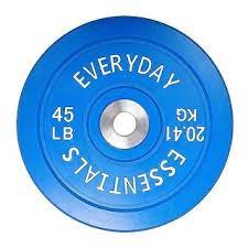 Photo 1 of  2 Everyday Essentials Color Coded Olympic Bumper Plate Weight Plate W Steel Hub
 **used, minor scratches***