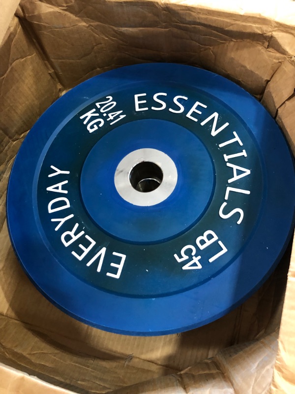 Photo 3 of  2 Everyday Essentials Color Coded Olympic Bumper Plate Weight Plate W Steel Hub
 **used, minor scratches***