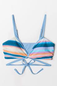 Photo 2 of Cupshe Waterfront Stripe Strappy High Waist Cheeky Bikini Bottom & Top BOTH SIZE M (NORMALLY SOLD SEPARATE)