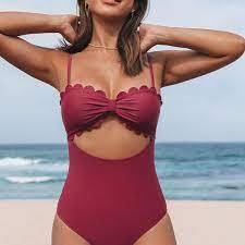 Photo 1 of Cupshe Charmed Romance Scalloped Cutout One Piece Swimsuit SIZE S 