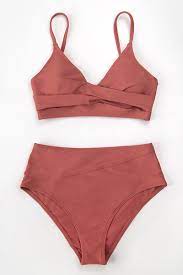 Photo 1 of Cupshe Marsala Twist High Waisted Bikini SIZE M RED