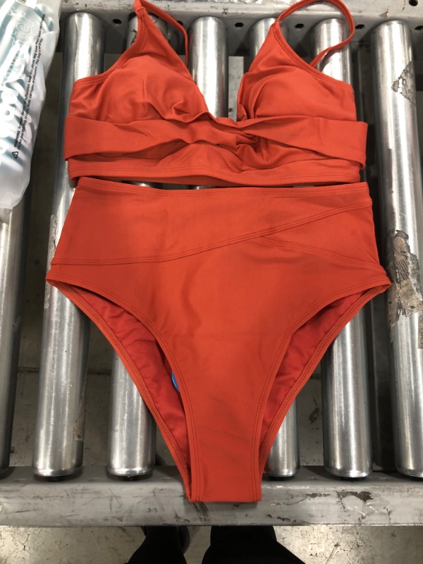 Photo 2 of Cupshe Marsala Twist High Waisted Bikini SIZE M RED