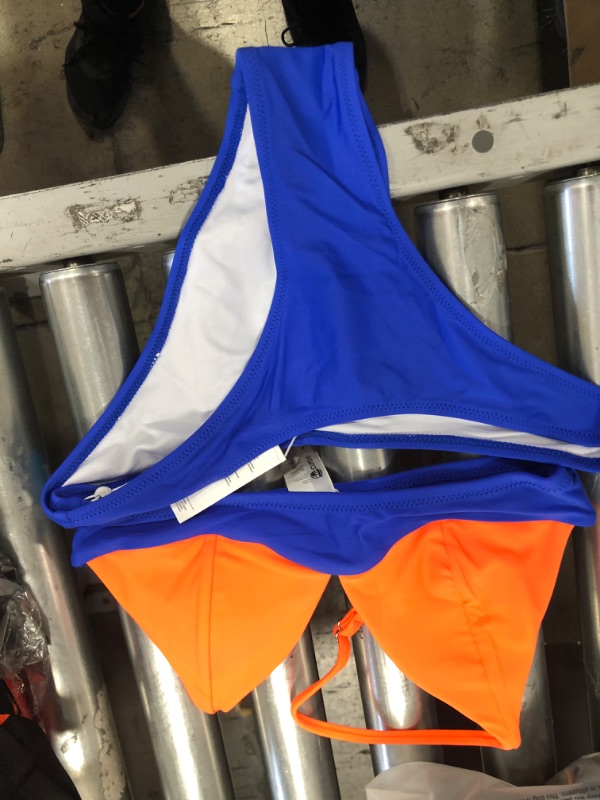 Photo 2 of Cupshe Orange And Blue Triangle Bikini SIZE M