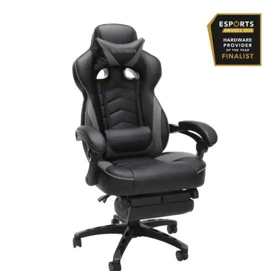 Photo 1 of RESPAWN
26.8 in. Width Big and Tall Gray Bonded Leather Gaming Chair with Adjustable Height