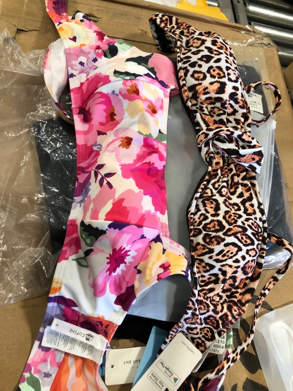 Photo 1 of 2 PACK SWIM SUIT TOPS Lara Leopard Bikini Top AND OTHER SMALL AND MEDIUM
