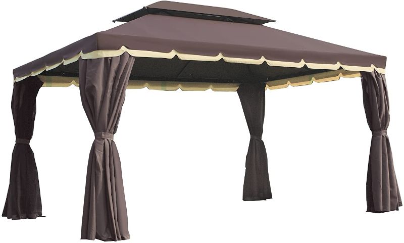 Photo 1 of **INCOMPLETE, BOX 3 OF 6 ONLY**
Outsunny 10' x 13' Patio Gazebo, 2-Tier Polyester Roof, Vented Canopy, Mesh, Portable Aluminum Frame for Outdoor, Coffee
