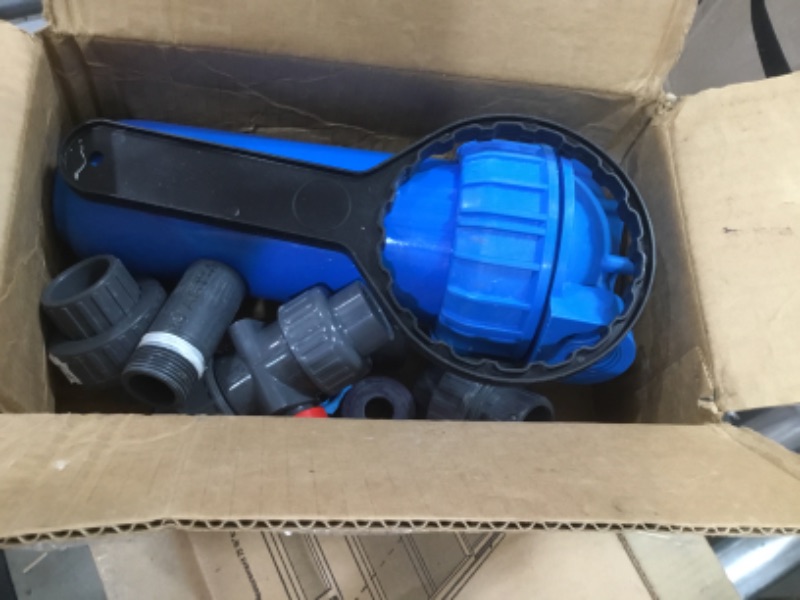 Photo 2 of ***KIT ONLY***Aquasana EQ-075 Rhino Whole House System 3/4" Fittings and 10" Pre Water Filter Install kit, Blue ***USED*** MINOR DAMAGE***
