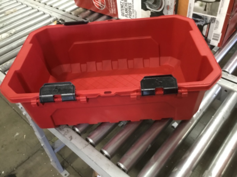 Photo 2 of *** INCOMPLETE*** MISSING LID AND 1 HINGE***
Professional 12 Gallon Waterproof Storage Container with Hinged Lid in Red