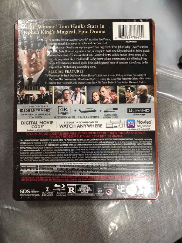 Photo 3 of The Green Mile [SteelBook] [Includes Digital Copy] [4K Ultra HD Blu-ray/Blu-ray]  [1999]
