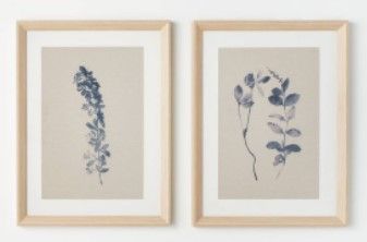 Photo 1 of (Set of 2) 18" x 24" Naive Floral Sketch Framed Wall Arts Blue - Threshold™ designed with Studio McGee