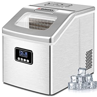 Photo 1 of ***PARTS ONLY***  Euhomy Ice Maker Machine Countertop, 40Lbs/24H Auto Self-Cleaning, 24 pcs Ice Cube in 13 Mins, Portable Compact Ice Cube Maker, with Ice Scoop & Basket, Perfect for Home/Kitchen/Office/Bar (Silver) 14.1 x 11 x 13.7 inches

