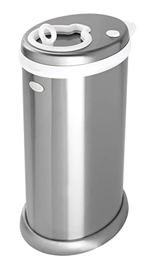 Photo 1 of Ubbi Money Saving, Nappy Disposal Bin, Steel Odor Locking Nappy Pail, Silver 11.38 x 8.38 x 19.5 inches

