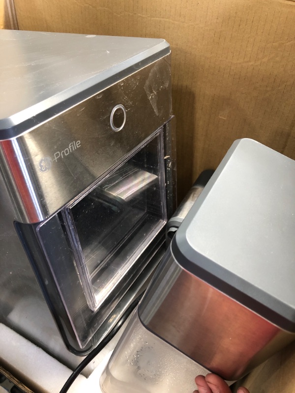 Photo 3 of GE Profile Opal | Countertop Nugget Ice Maker with Side Tank | Portable Ice Machine Makes up to 24 Lbs. of Ice per Day | Stainless Steel Finish
