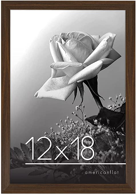 Photo 1 of Americanflat 12x18 Poster Frame in Walnut - Composite Wood with Polished Plexiglass - Horizontal and Vertical Formats for Wall with Included Hanging Hardware
