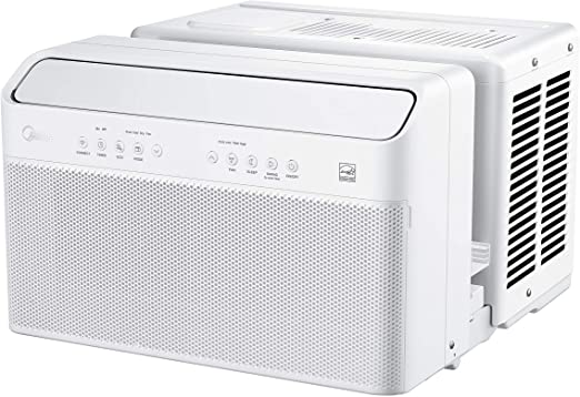 Photo 1 of NONFUNCTIONAL-PARTS ONLY-Midea 12,000 BTU U-Shaped Smart Inverter Window Air Conditioner–Cools up to 550 Sq. Ft., Ultra Quiet with Open Window Flexibility, Works with Alexa/Google Assistant, 35% Energy Savings, Remote Control
