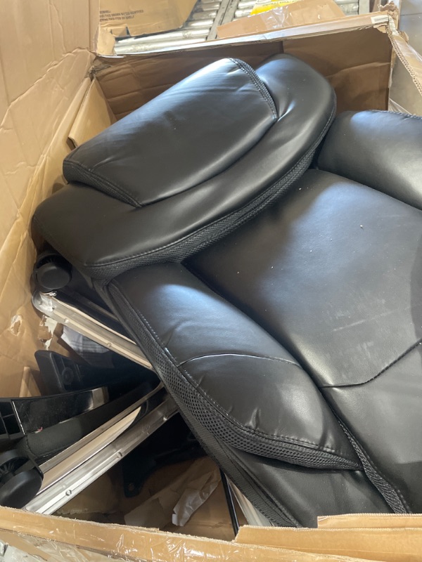 Photo 2 of Flash Furniture HERCULES Series Big & Tall 500 lb. Rated Black LeatherSoft Executive Swivel Ergonomic Office Chair with Adjustable Headrest
