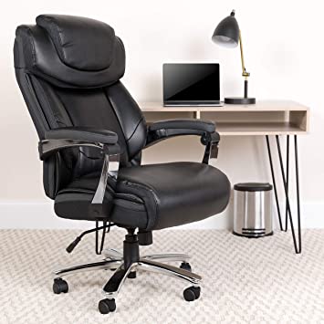 Photo 1 of **Missing Hardware**
Flash Furniture HERCULES Series Big & Tall 500 lb. Rated Black LeatherSoft Executive Swivel Ergonomic Office Chair with Adjustable Headrest
