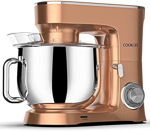 Photo 1 of COOKLEE Stand Mixer, 9.5 Qt. 660W 10-Speed Electric Kitchen Mixer with Dishwasher-Safe Dough Hooks, Flat Beaters, Wire Whip & Pouring Shield Attachments for Most Home Cooks, SM-1551, Champagne
