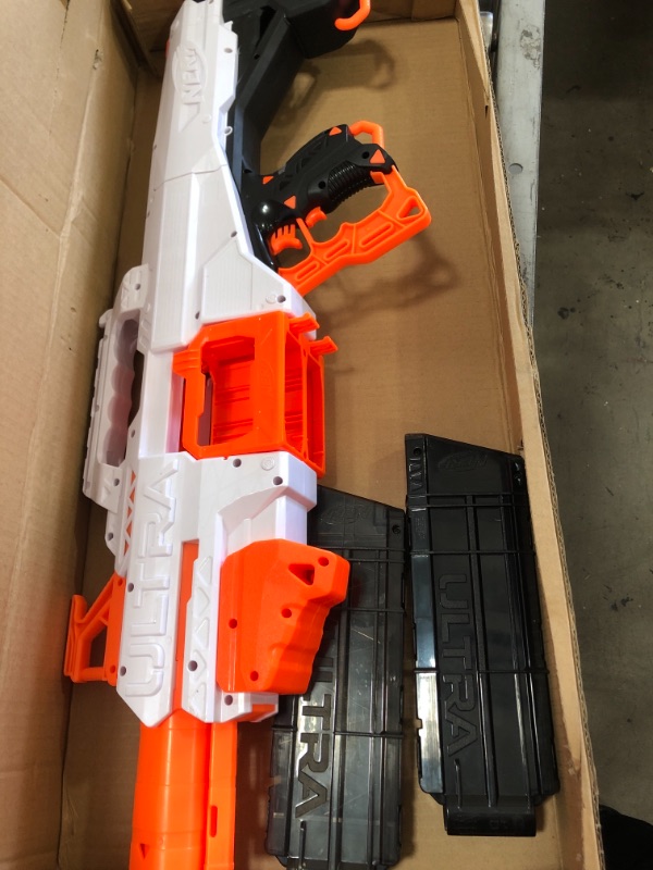 Photo 2 of NERF Ultra Select Fully Motorized Blaster, Fire for Distance or Accuracy, Includes Clips and Darts, Outdoor Games and Toys, Automatic Electric Full Auto Toy Foam Blasters
