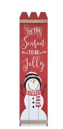 Photo 1 of 31.5 in. Red Wood Christmas 'Tis the Season to be Jolly Wall Plaque