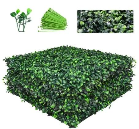 Photo 1 of 12-Pieces Artificial Grass Wall Panels 20 in. x 20 in. Boxwood Panels Topiary Boxwood Hedge Wall Backdrop Grass Wall