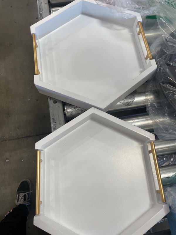 Photo 1 of HOME TRAYS WHITE/GOLD 2PC