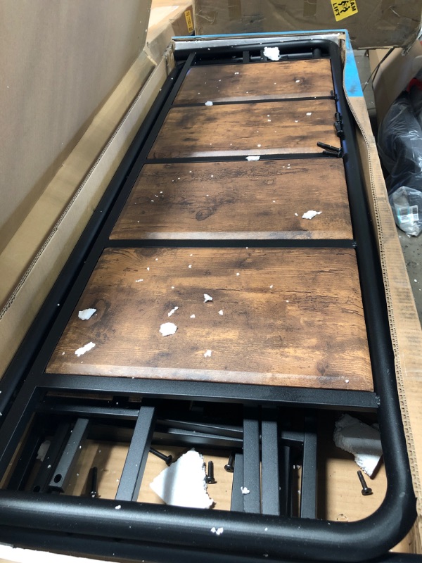 Photo 1 of MISSING HARDWARE**
VECELO Bed Frame Full Size Heavy Duty Metal Platform with Wooden Headboard Footboard Mattress Foundation 15 Strong Steel Slats Support Under Bed Storage/Easy Assemble