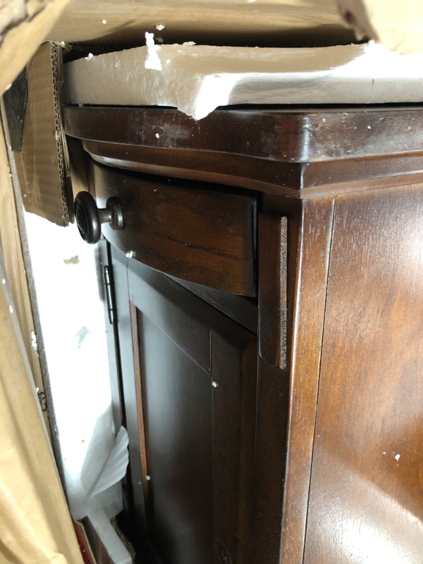 Photo 3 of *DAMAGED* Signature Design by Ashley Laflorn Traditional Chair Side End Table with 2 USB Ports & Outlets, Medium Brown
