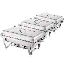 Photo 1 of 8 qt.Party Chafing Set 3 Packs Chafing Dish Buffet Set with Alcohol Furnace Chafer Dishes for Picnic
