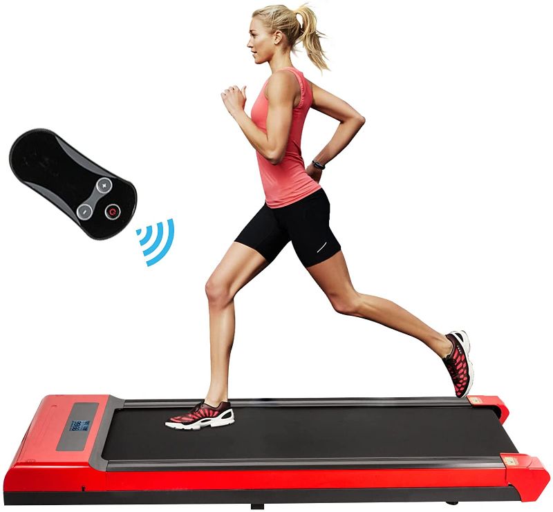 Photo 1 of Happybuy Under Desk Treadmills, Digital Display Treadmill Machine with Remote Control,1-6.0km/h Speed Portable Walking Machine Black&Red *no serial number*