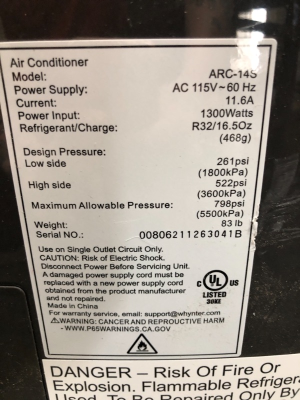 Photo 1 of Whynter ARC-14S 14,000 BTU Dual Hose Portable Air Conditioner, Dehumidifier, Fan with Activated Carbon Filter in Platinum and Black plus Storage bag for Rooms up to 500 sq ft
