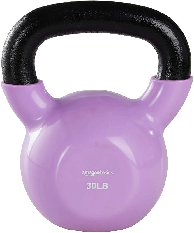 Photo 1 of **HAS DAMAGE**
Amazon Basics Vinyl Coated Cast Iron Kettlebell Weight
